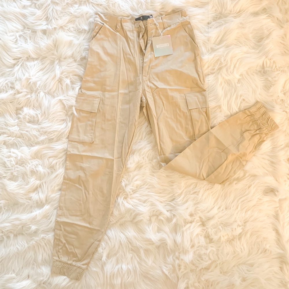 Petite Plain Cargo Trouser in Tan